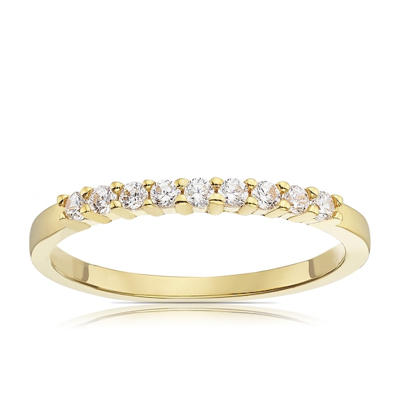 9ct Yellow Gold Cubic Zirconia Claw Set Eternity Ring