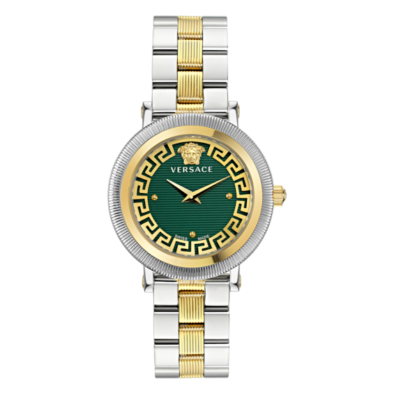 Versace Greca Green Dial & Two-Tone Bracelet Watch