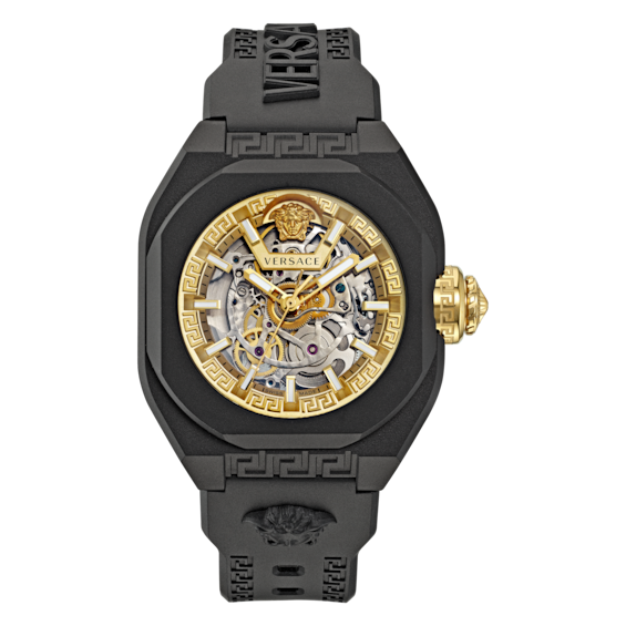 Versace Skeleton Dial & Rubber Strap Watch