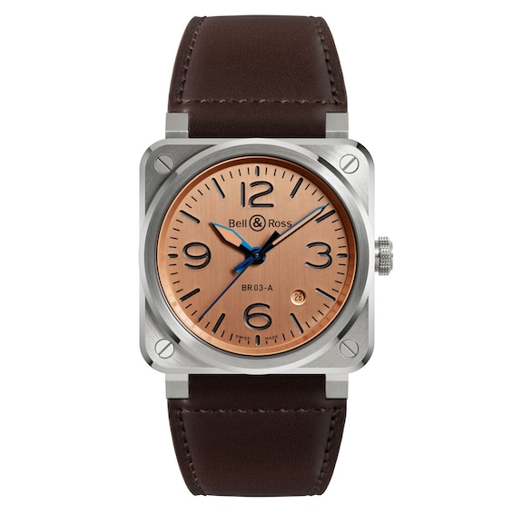 Bell & Ross BR 03 Copper Dial & Brown Leather Strap Watch