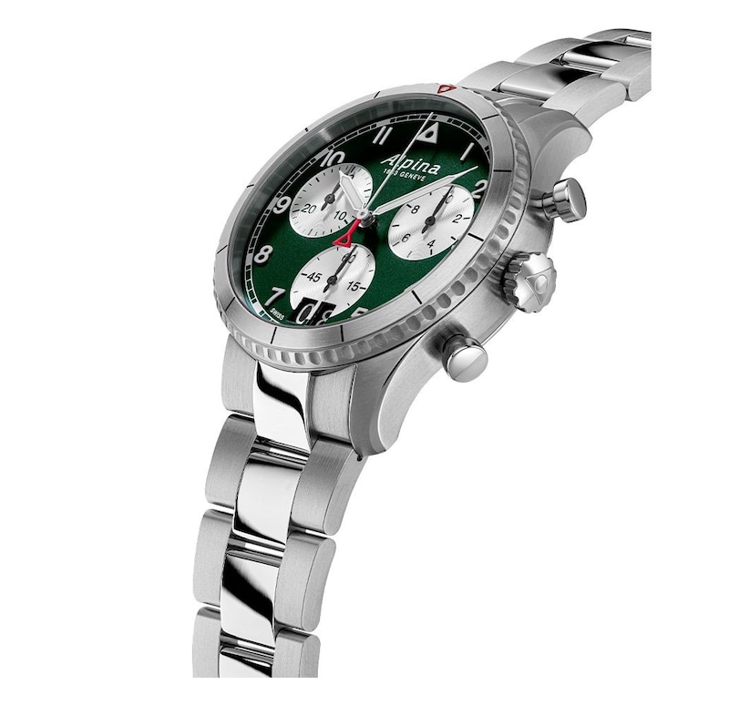 Alpina Startimer Pilot Quartz Chronograph Stainless Steel Bracelet Watch