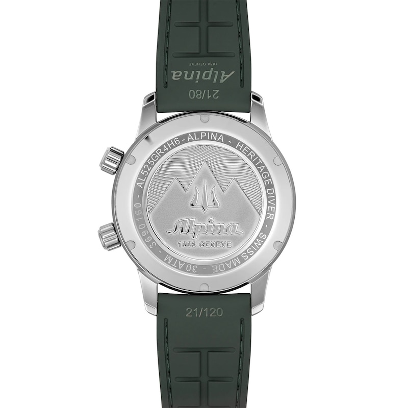 Alpina Seastrong Men's Green Leather Strap Watch