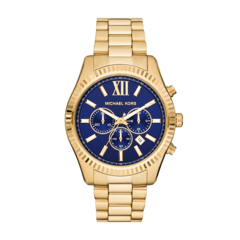Michael Kors Lexington Men's Blue Dial & Gold-Tone Watch