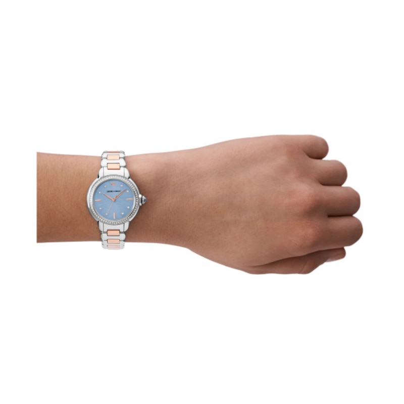 Emporio Armani Ladies' Blue Dial & Two-Tone Bracelet Watch