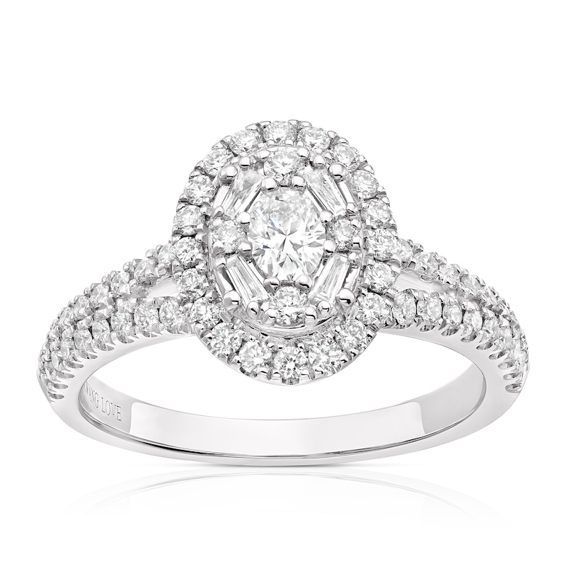 Vera Wang 18ct White Gold 0.70ct Diamond Oval Shaped Cluster Ring