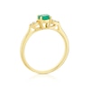 Thumbnail Image 2 of 9ct Yellow Gold Diamond & Emerald Round Cut Ring