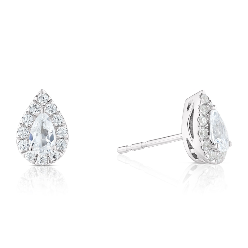 9ct White Gold 0.40ct Diamond Pear Shaped Halo Earrings