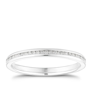 9ct White Gold Channel Set 0.10ct Diamond Wedding Ring Ernest Jones
