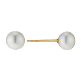 9ct Gold Cultured Freshwater Pearl 6mm Button Stud Earrings Ernest Jones