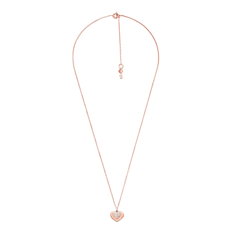 Michael Kors Pave Heart 14ct Rose Gold-Plated Necklace
