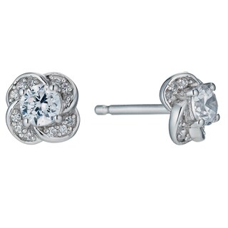 Sterling Silver Cubic Zirconia Flower Earrings Ernest Jones