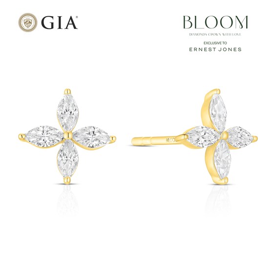 BLOOM Paris 14ct Yellow Gold 0.48ct Lab Grown Diamond Marquise Stud Earrings