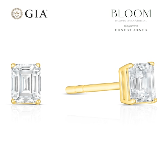 BLOOM Rome 14ct Yellow Gold 0.50ct Lab Grown Diamond Emerald Stud Earrings