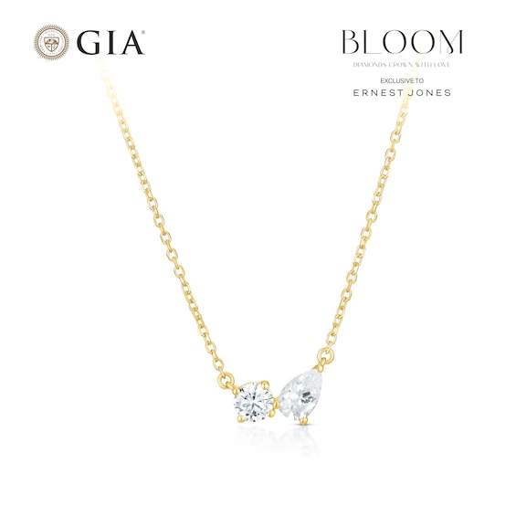 BLOOM Capri 14ct Yellow Gold 0.40ct Lab Grown Diamond Pear and Round Toi Et Moi Necklace