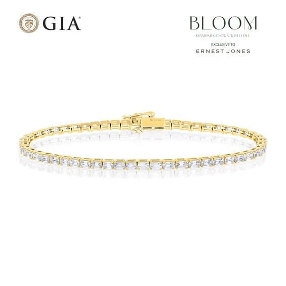 BLOOM Rome 14ct Yellow Gold 5.30ct Lab Grown Diamond Emerald Tennis Bracelet