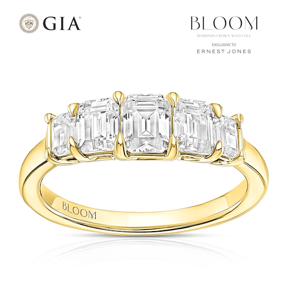 BLOOM Rome 18ct Yellow Gold 1.50ct Lab Grown Diamond Emerald 5 Stone Ring