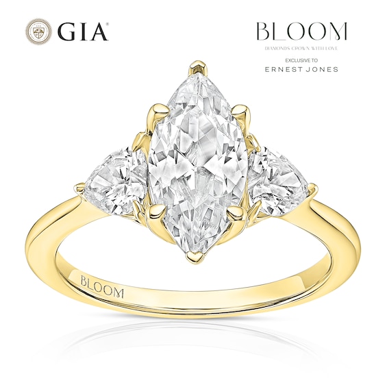 BLOOM Paris 18ct Yellow Gold 2.30ct Lab Grown Diamond Marquise & Heart Trilogy Ring