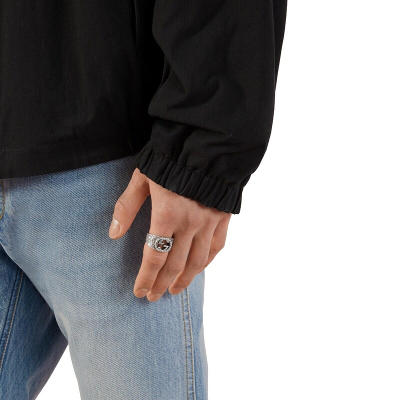 Main Image 3 of Gucci Interlocking Sterling Silver Ring (Size M-N)