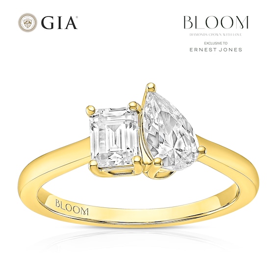 BLOOM Capri 18ct Yellow Gold 1ct Lab Grown Diamond Pear and Emerald Toi Et Moi Ring