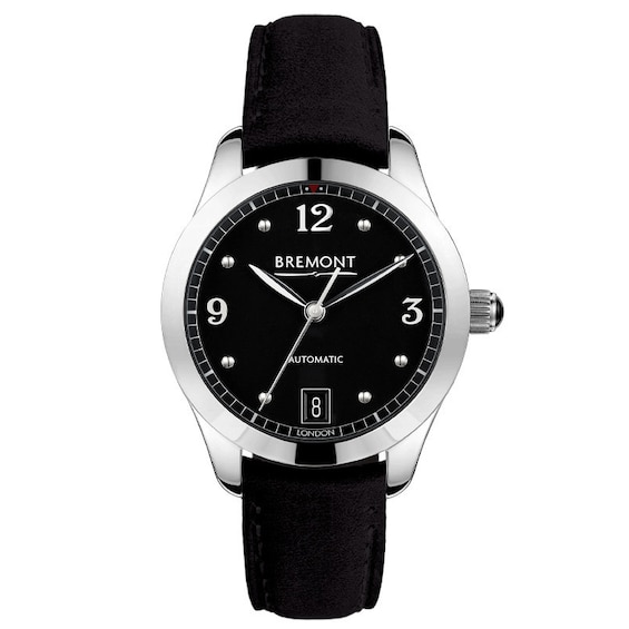 Bremont Solo-34 Aj Ladies’ Black Leather Strap Watch