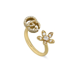 Gucci Flora 18ct Yellow Gold & Diamond M-N Ring
