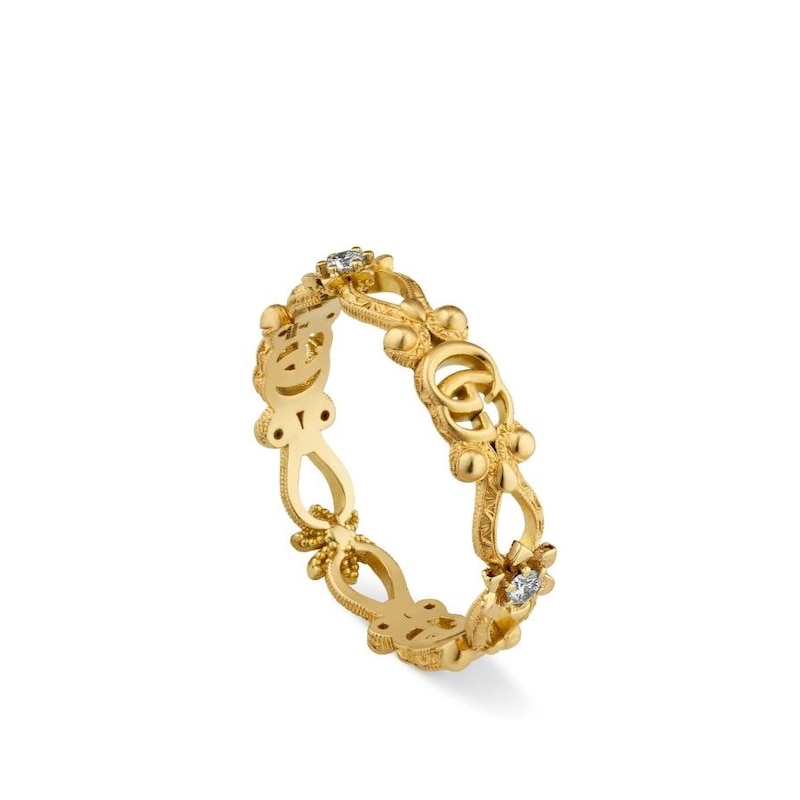 Gucci Flora 18ct Yellow Gold & Diamond M-N Ring