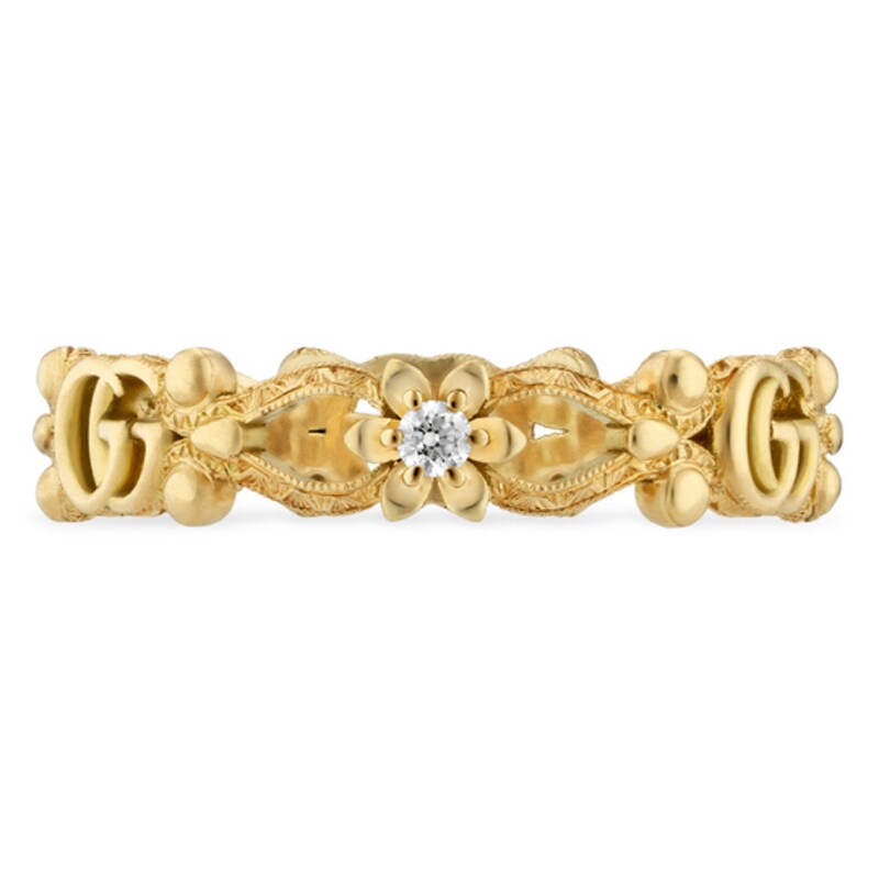 Gucci Flora 18ct Yellow Gold & Diamond M-N Ring