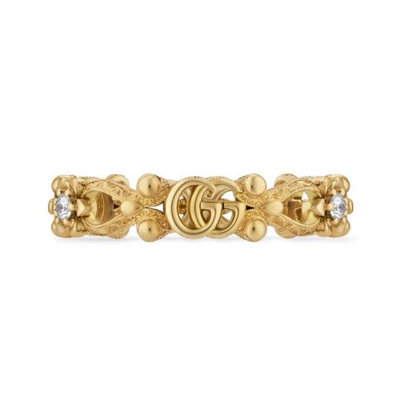 Gucci Flora 18ct Yellow Gold & Diamond M-N Ring