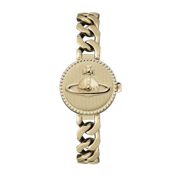 Unisex Vivienne Westwood Orb Button Gold Dial & Stainless Steel Link Chain Bracelet Watch