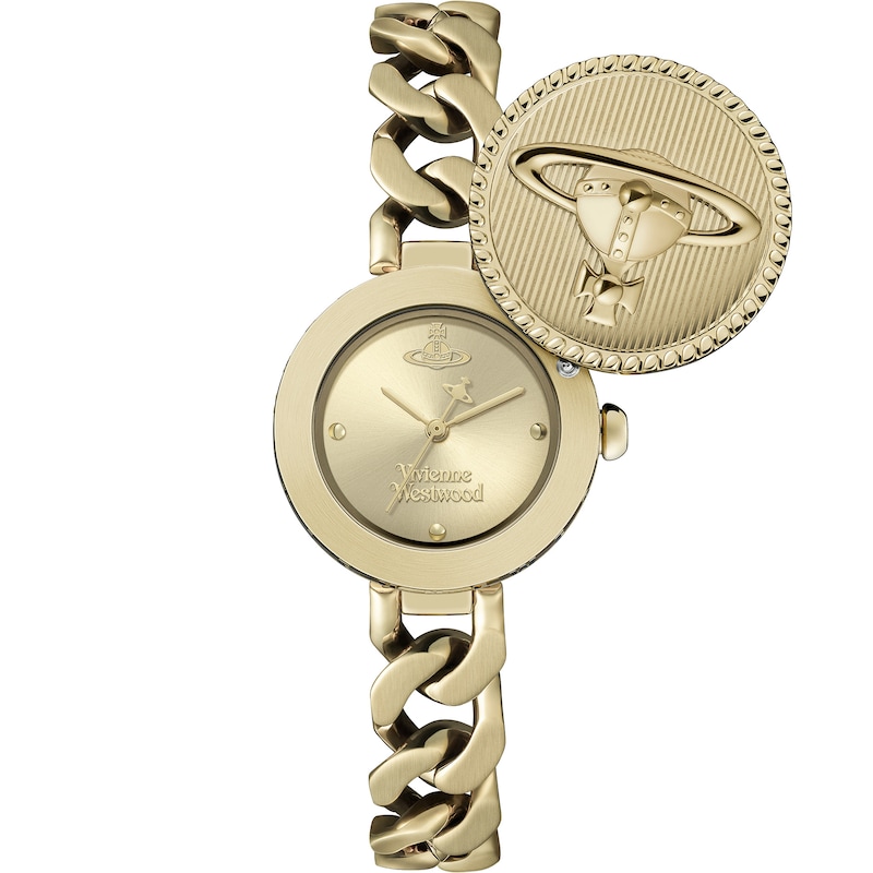 Main Image 2 of Vivienne Westwood Orb Button Gold Dial & Stainless Steel Link Chain Bracelet Watch