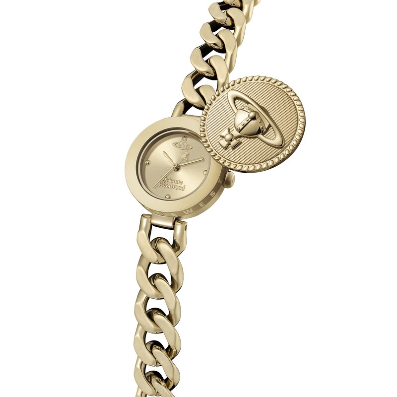 Main Image 5 of Vivienne Westwood Orb Button Gold Dial & Stainless Steel Link Chain Bracelet Watch