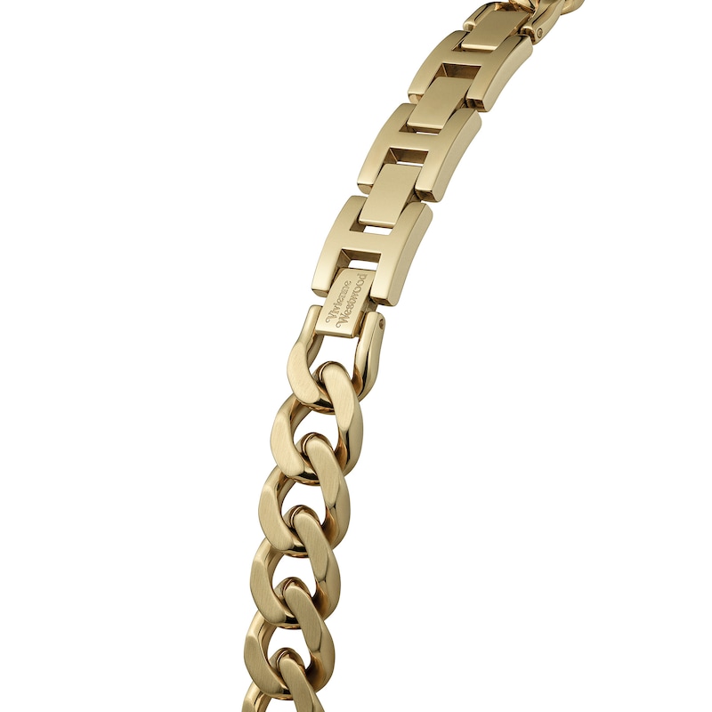 Main Image 6 of Vivienne Westwood Orb Button Gold Dial & Stainless Steel Link Chain Bracelet Watch
