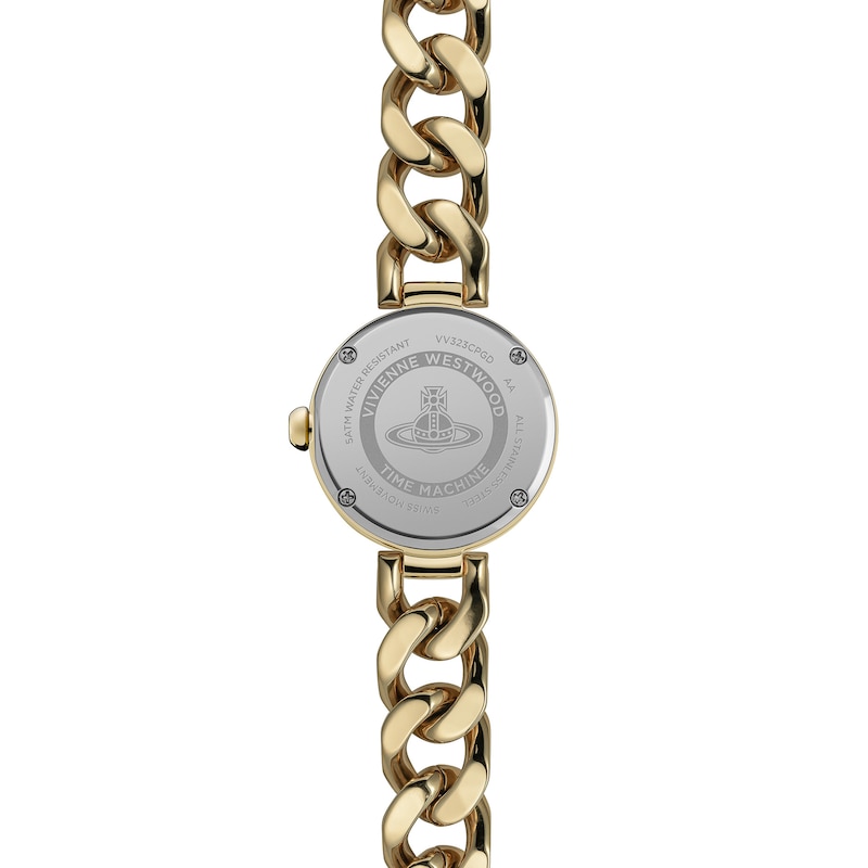 Main Image 7 of Vivienne Westwood Orb Button Gold Dial & Stainless Steel Link Chain Bracelet Watch