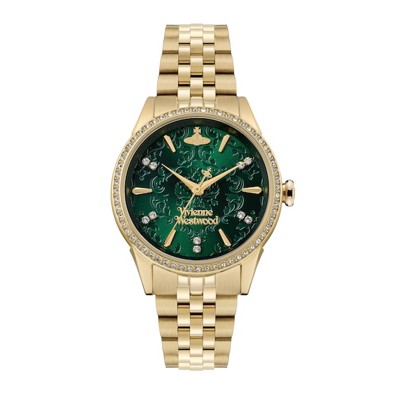 Women's Vivienne Westwood Little Wallace Green Dial & Gold Tone Bracelet Watch