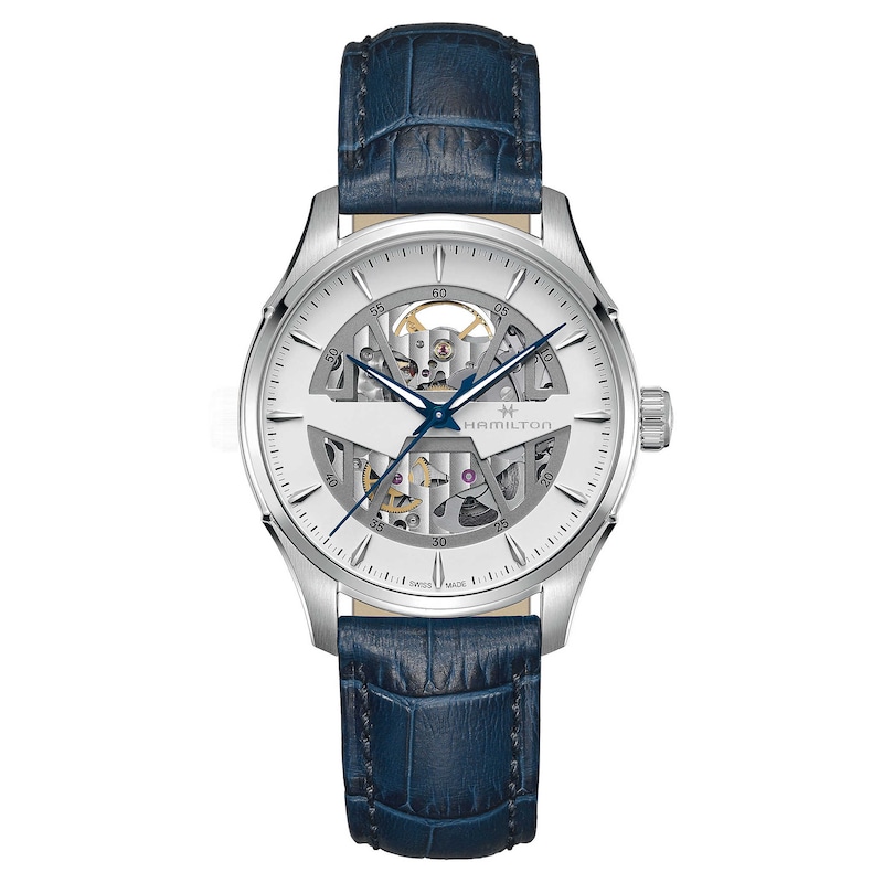 Hamilton Jazzmaster Skeleton Auto Blue Leather Strap Watch