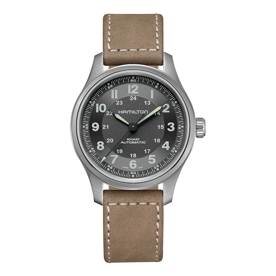Hamilton Titanium Auto Men’s Brown Leather Strap Watch