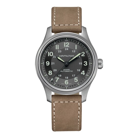 Hamilton Titanium Auto Men’s Brown Leather Strap Watch