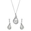 9ct White Gold Cultured Freshwater Pearl & Diamond Set