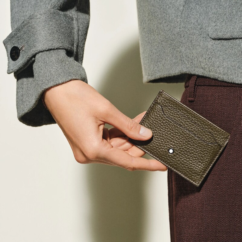 Main Image 2 of Montblanc Khaki Green Leather 6CC Card Holder