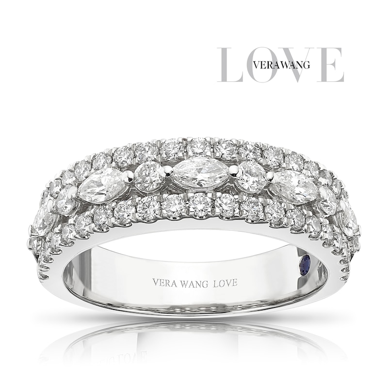 Main Image 1 of Vera Wang Platinum 0.95ct Diamond Three Row Eternity Certificated Ring