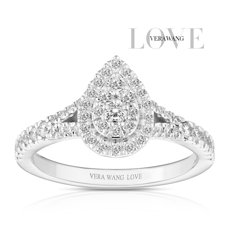 Main Image 1 of Vera Wang 18ct White Gold 0.45ct Diamond Pear Shaped Cluster Certificated Ring