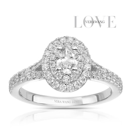 Vera Wang 18ct White Gold 0.75ct Diamond Oval Shaped Halo Certificated Ring
