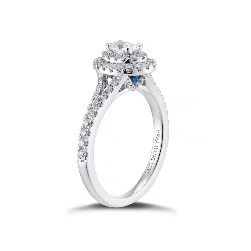 Main Image 2 of Vera Wang 18ct White Gold 0.75ct Diamond Oval Shaped Halo Certificated Ring