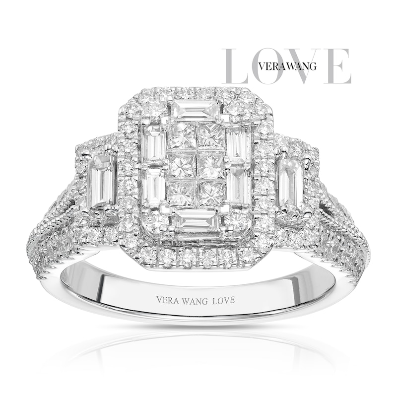 Main Image 1 of Vera Wang 18ct White Gold 0.95ct Diamond Cluster Certificated Ring
