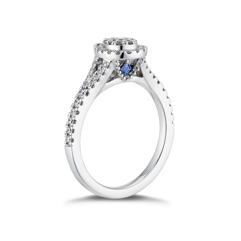 Main Image 2 of Vera Wang 18ct White Gold 0.69ct Diamond Princess Cut Halo Certificated Ring