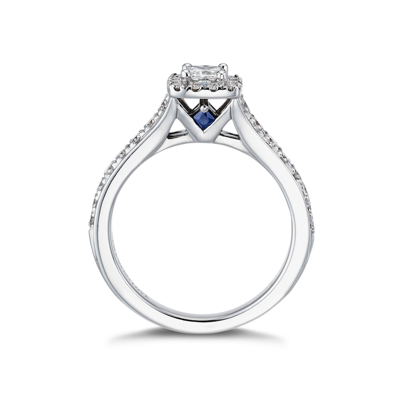 Main Image 3 of Vera Wang 18ct White Gold 0.69ct Diamond Princess Cut Halo Certificated Ring