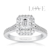 Thumbnail Image 1 of Vera Wang 18ct White Gold 0.95ct Diamond Emerald Cut Halo Certificated Ring