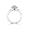 Thumbnail Image 3 of Vera Wang 18ct White Gold 0.95ct Diamond Emerald Cut Halo Certificated Ring