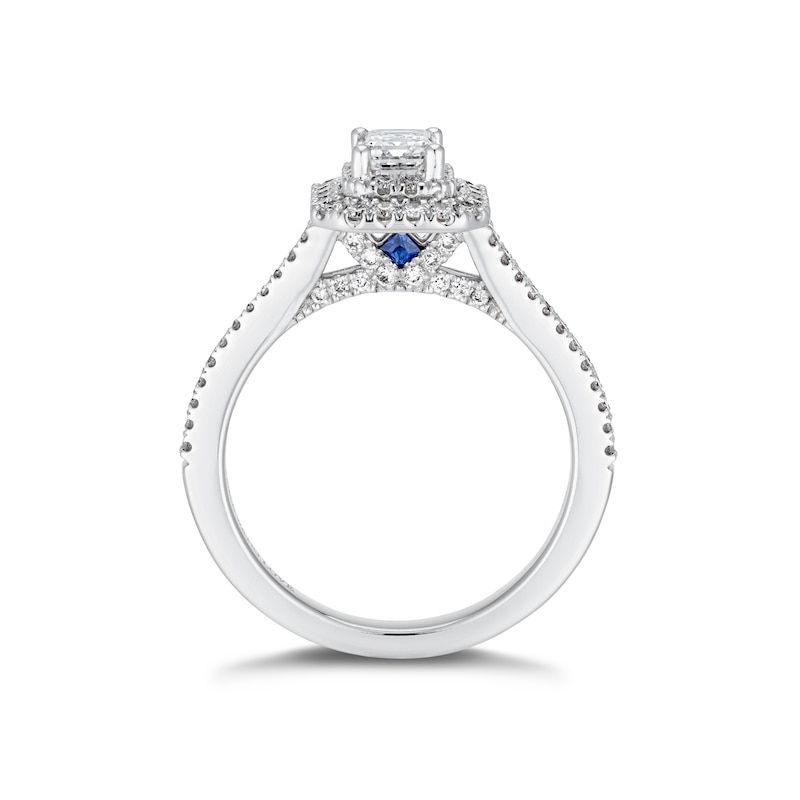 Main Image 3 of Vera Wang 18ct White Gold 0.95ct Diamond Emerald Cut Halo Certificated Ring