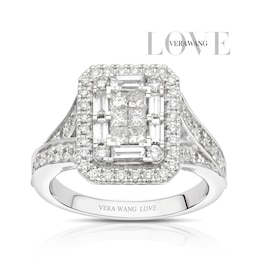 Vera Wang 18ct White Gold 1.45ct Diamond Cluster Certificated Ring